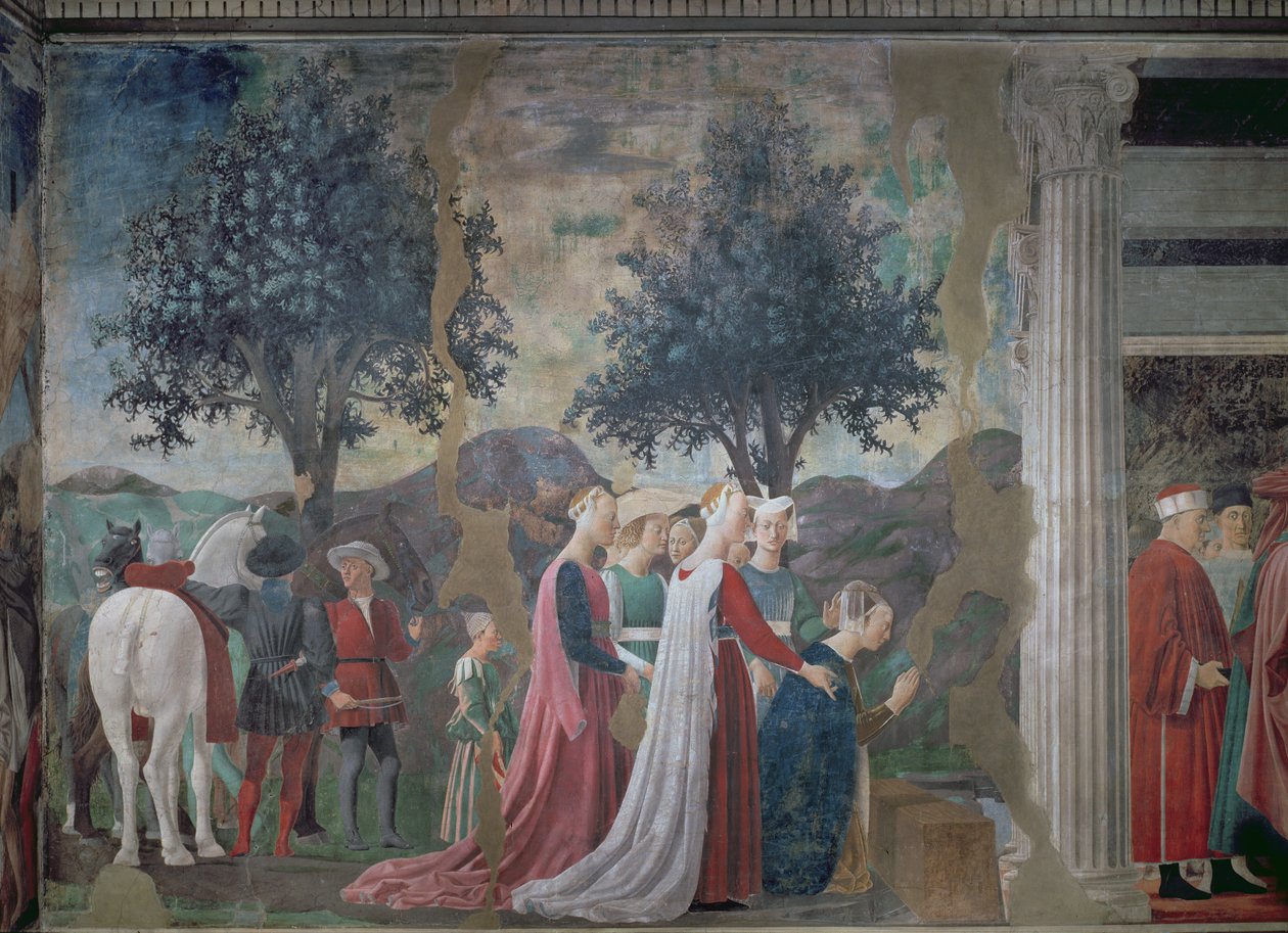Odkrycie drewna prawdziwego krzyża, z cyklu Legenda o prawdziwym krzyżu, ukończony w 1464 r. (detal z 58294) autorstwa Piero della Francesca