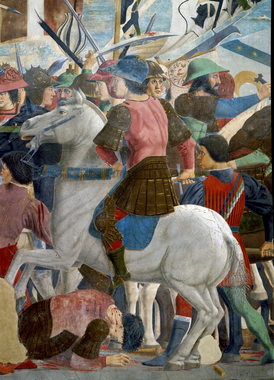 Legenda o prawdziwym krzyżu, bitwa pod Herakliuszem i Chosroes, ukończona 1464 (szczegół) autorstwa Piero della Francesca