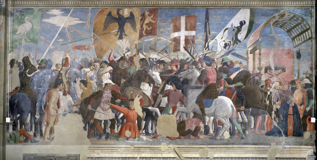 Zwycięstwo Herakliusza i egzekucja Chosroesa, 628 r. n.e., z Cyklu Prawdziwego Krzyża, ukończonego w 1464 r. autorstwa Piero della Francesca