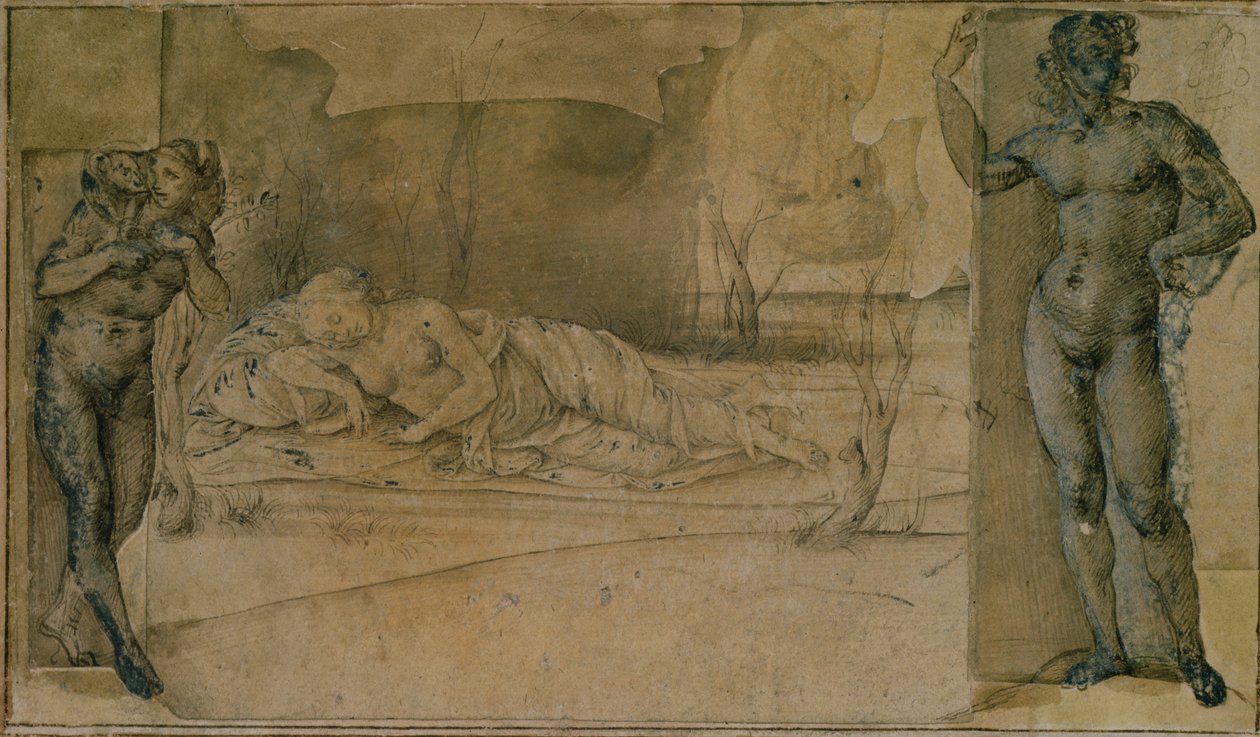 Ariadna opuszczona (ołówek) autorstwa Piero di Cosimo