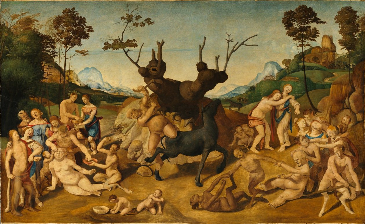 Włoski: Historia Silenosa, scena: Nieszczęścia Silenusa autorstwa Piero di Cosimo