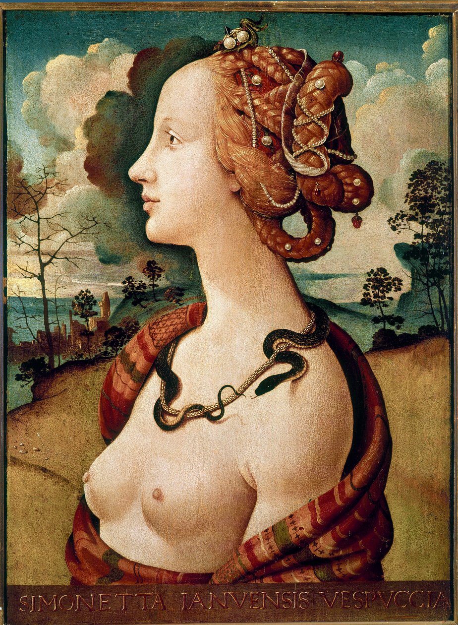 Portret kobiety powiedziany o Simonetcie Vespucci Detrempe na desce autorstwa Piero di Lorenzo dit Piero di Cosimo (1462-1521) 1480 nd 0,57 x 0,42 m Chantilly, Musee Conde autorstwa Piero di Cosimo
