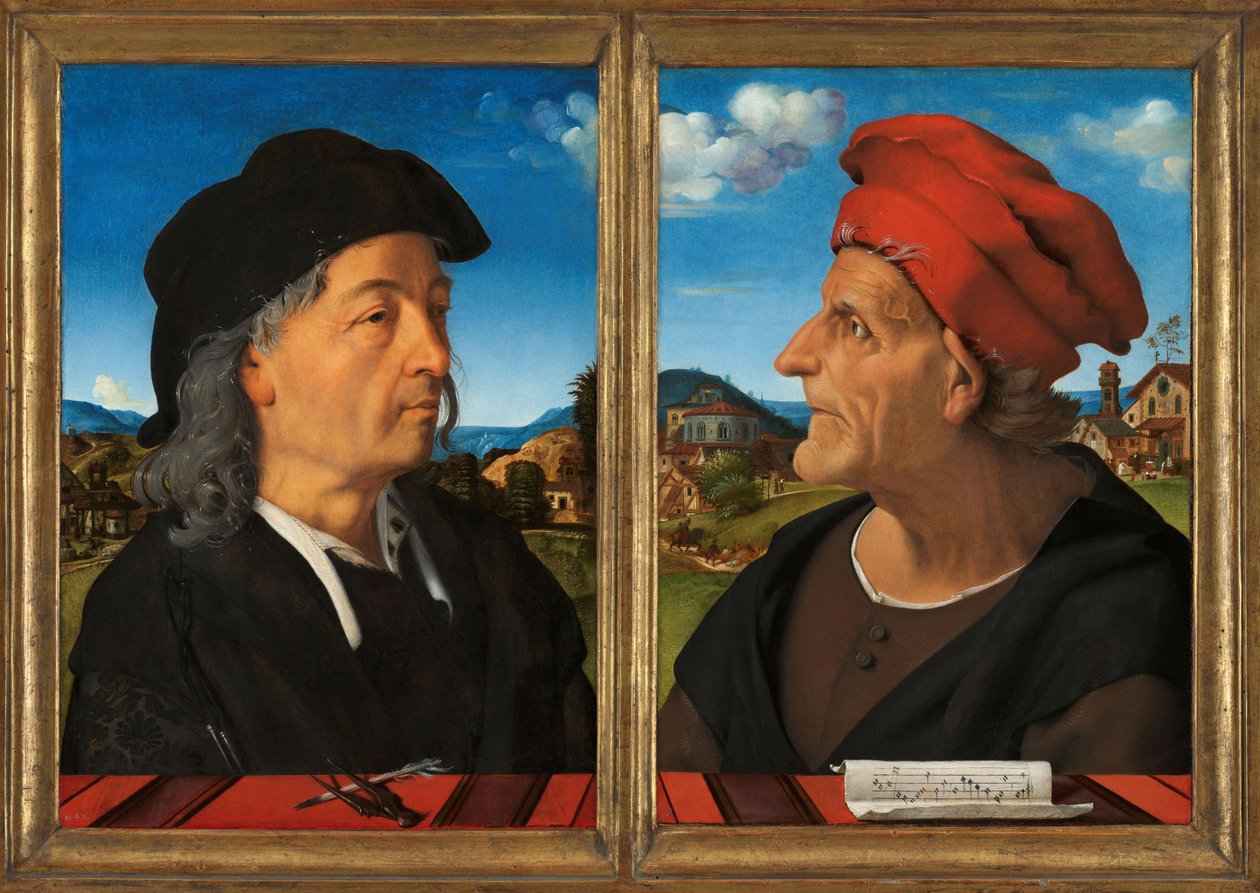 Portrety Giuliano i Francesco Giamberti da Sangallo, 1482-1485. autorstwa Piero di Cosimo