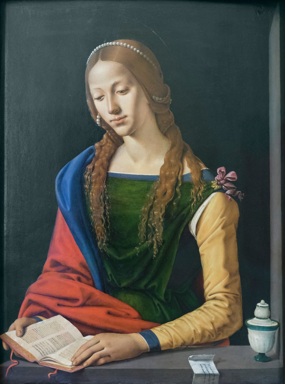 Czytanie św. Marii Magdaleny, koniec XV wieku (olej na desce) autorstwa Piero di Cosimo