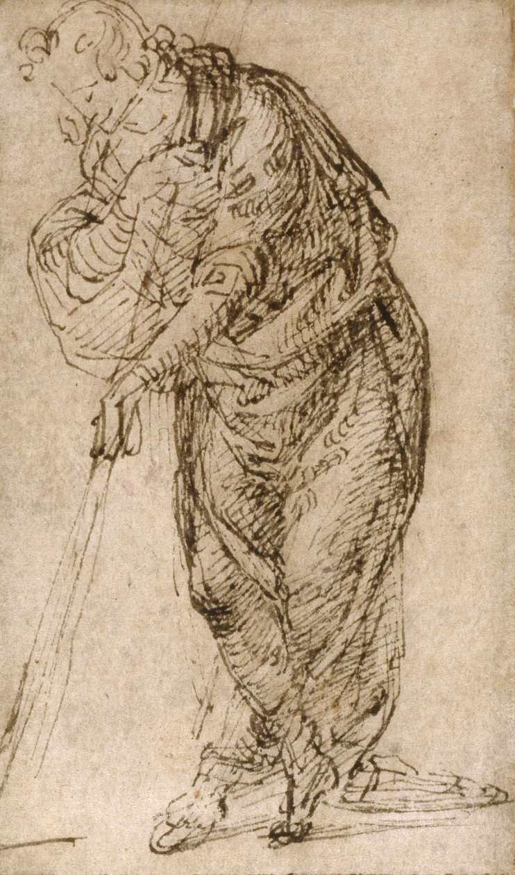 Postać stojąca oparta na lasce, ok. 1510 autorstwa Piero di Cosimo
