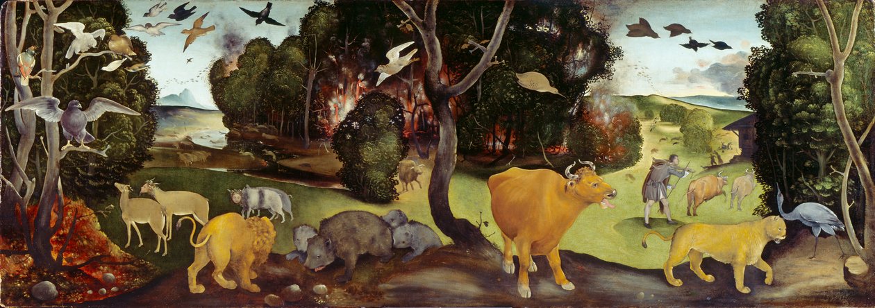 Pożar lasu, ok. 1505 autorstwa Piero di Cosimo