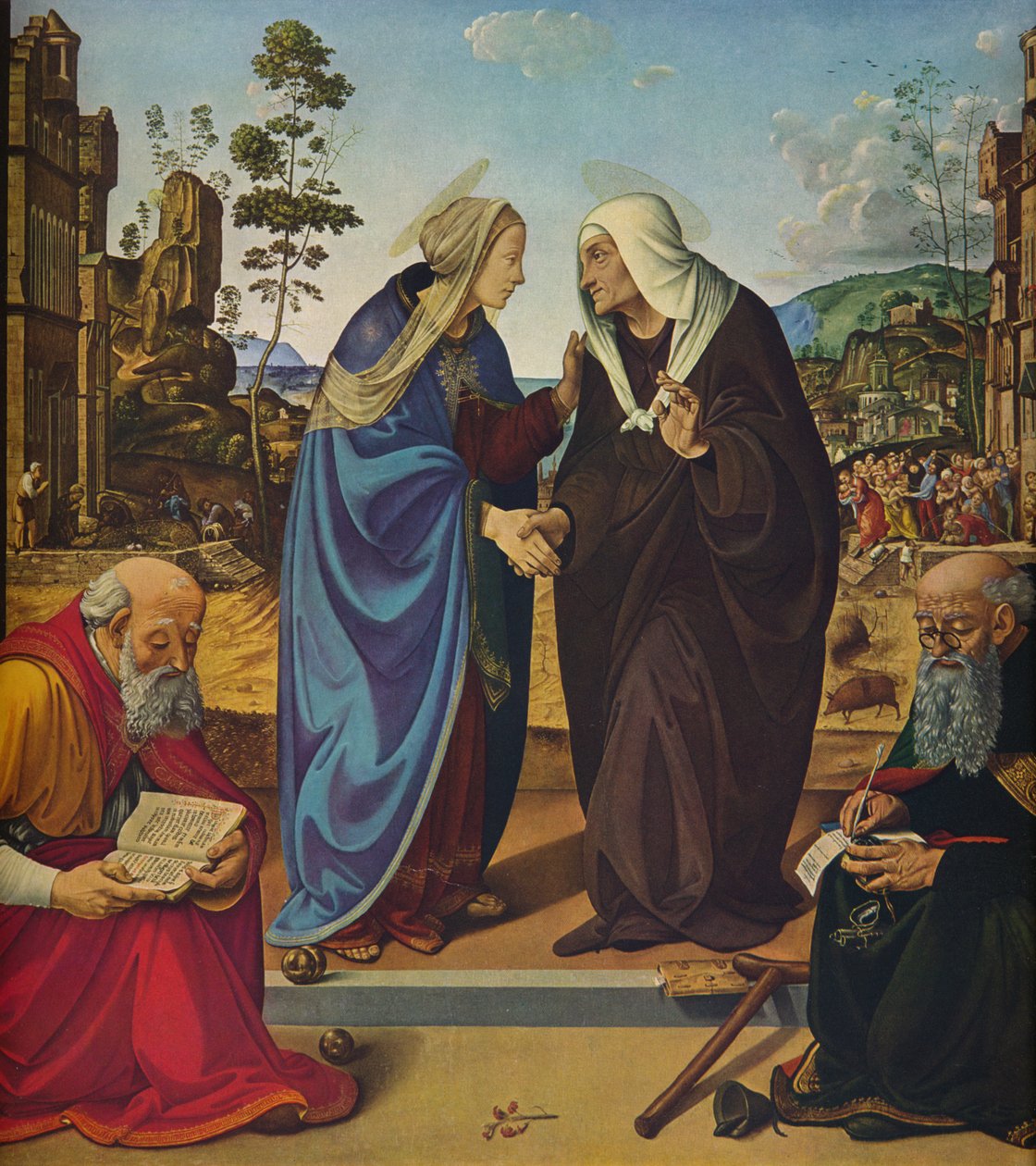 Nawiedzenie ze świętymi Mikołajem i opatem Antonim, ok. 1489-1490 autorstwa Piero di Cosimo