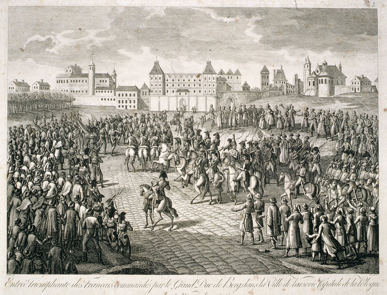 Triumfalny wjazd Francuzów do Warszawy w 1806 pod dowództwem wielkiego księcia Berga, 1810 autorstwa Pierre Adrien Le Beau