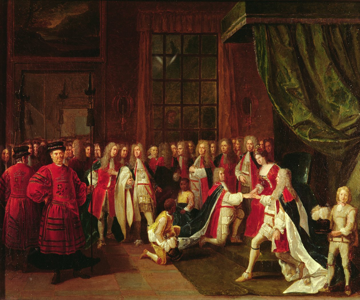 Królowa Anna i Rycerze Podwiązki, c.1720s autorstwa Pierre Angelis or Angillis