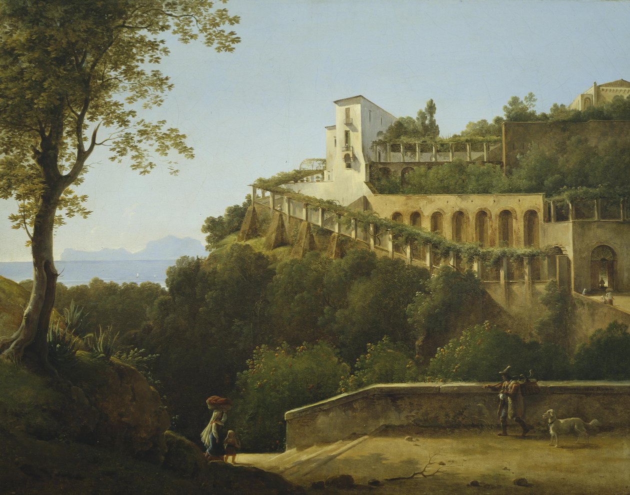 Klasztor pod Neapolem, z widokiem na Capri autorstwa Pierre Athanase Chauvin