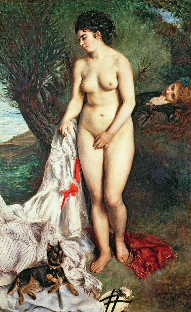 Kąpiący się z psem Gryfem, 1870 autorstwa Pierre Auguste Renoir