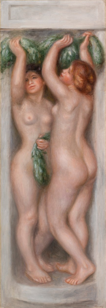 Kariatydy (Kariatydy); zwany także Dwóch Kąpiących się (panel dekoracyjny) autorstwa Pierre Auguste Renoir