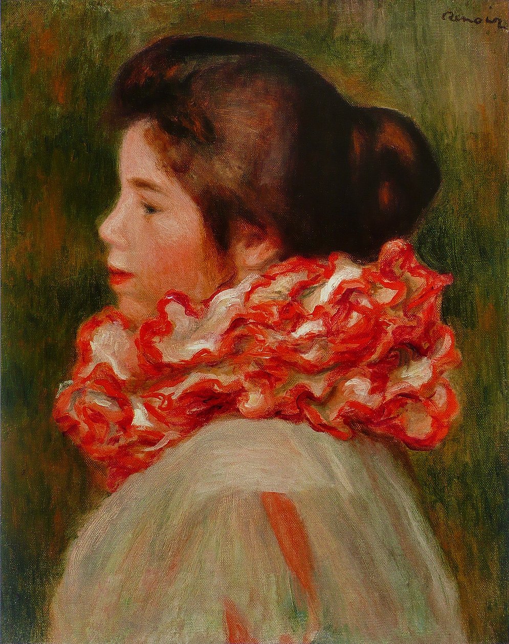Kobieta z czerwonym kołnierzykiem autorstwa Pierre Auguste Renoir