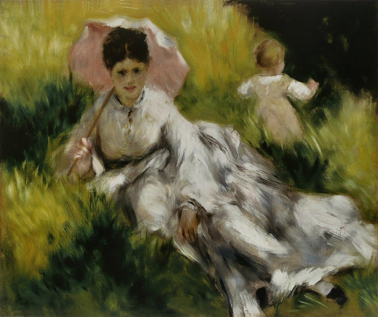 Kobieta z parasolką i dzieckiem autorstwa Pierre Auguste Renoir