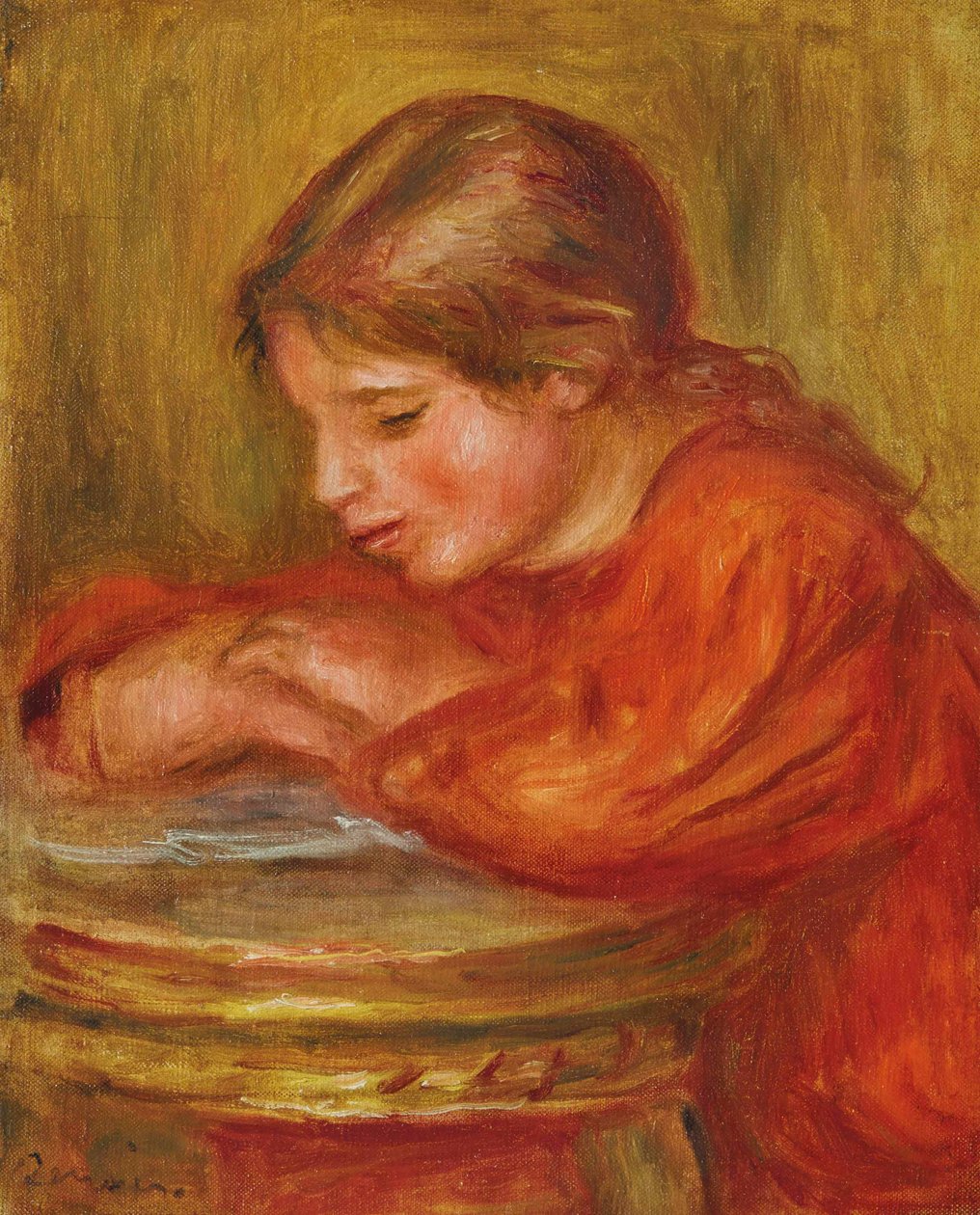 Mała dziewczynka czyta autorstwa Pierre Auguste Renoir