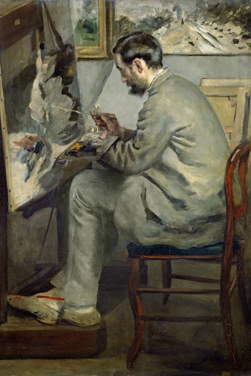 Frederic Bazille przy swojej sztalugach, 1867 autorstwa Pierre Auguste Renoir