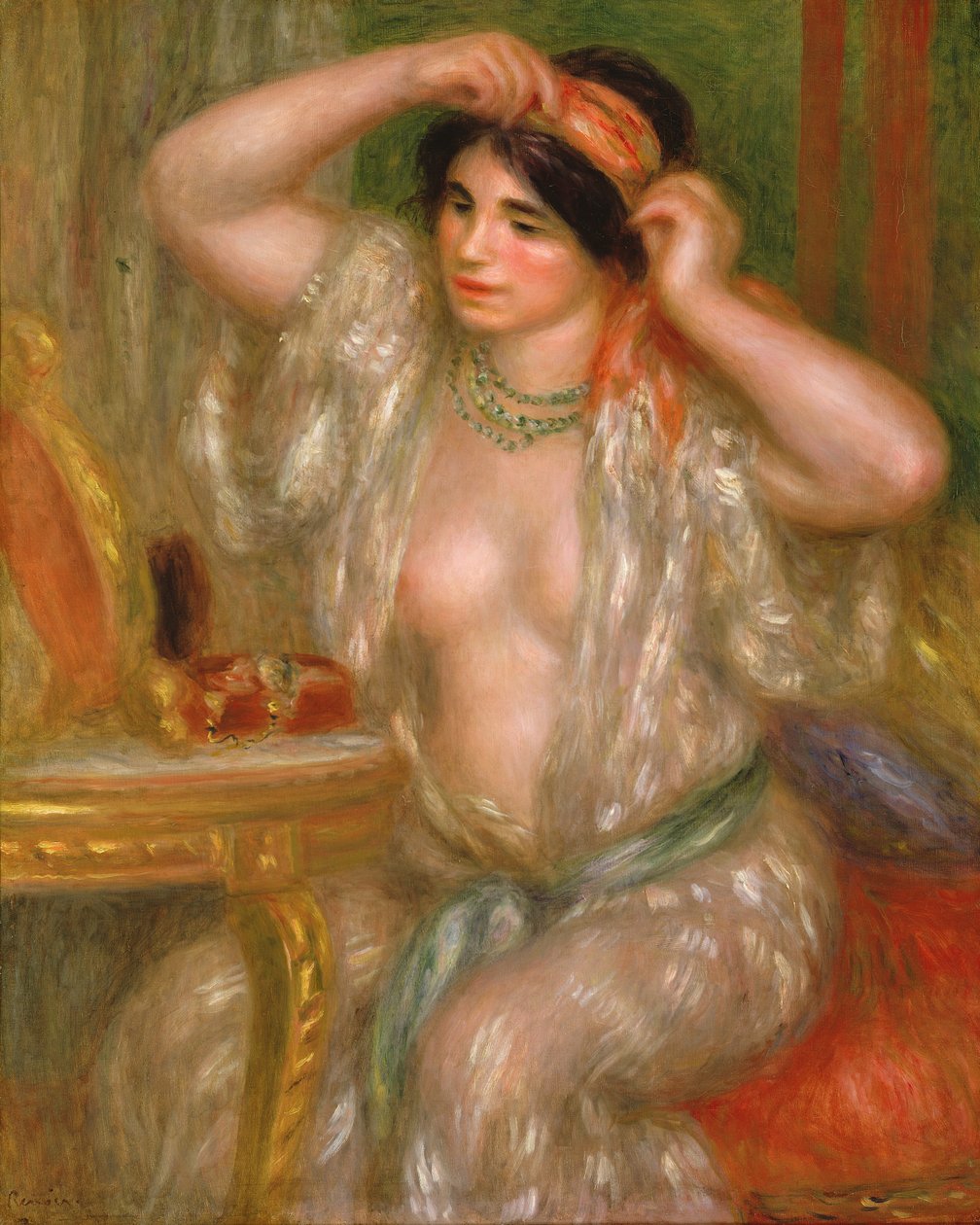 Gabriela przy lustrze, 1910 autorstwa Pierre Auguste Renoir