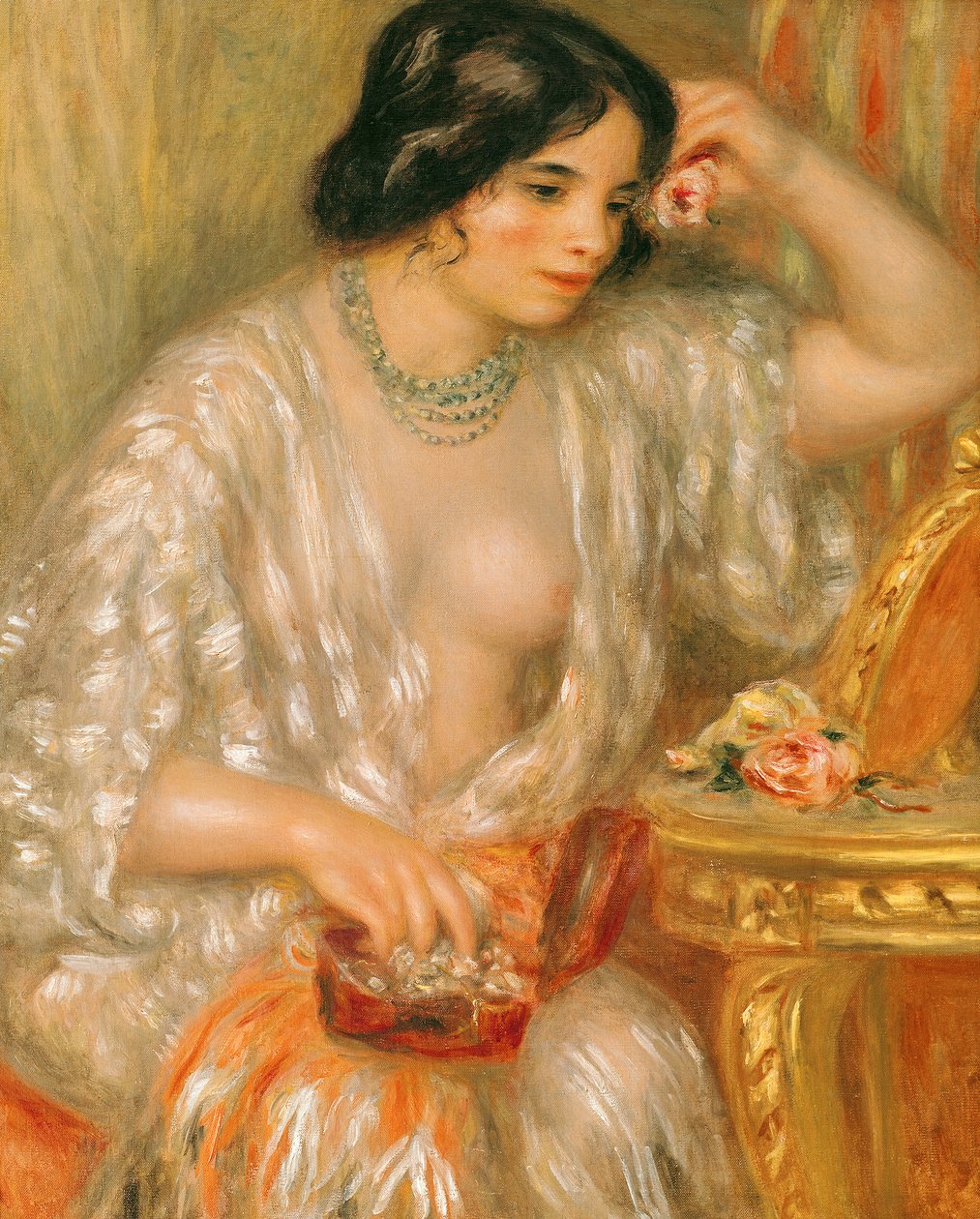 Gabrielle z biżuterią, 1910 autorstwa Pierre Auguste Renoir