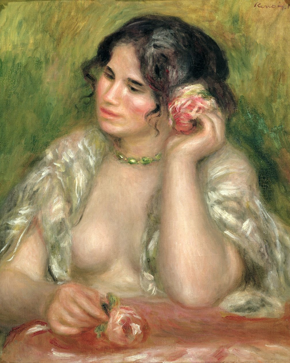 Gabriela z różą, 1911 autorstwa Pierre Auguste Renoir