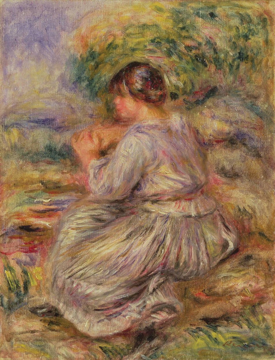 Dziewczyna w krajobrazie, ok. 1914 autorstwa Pierre Auguste Renoir