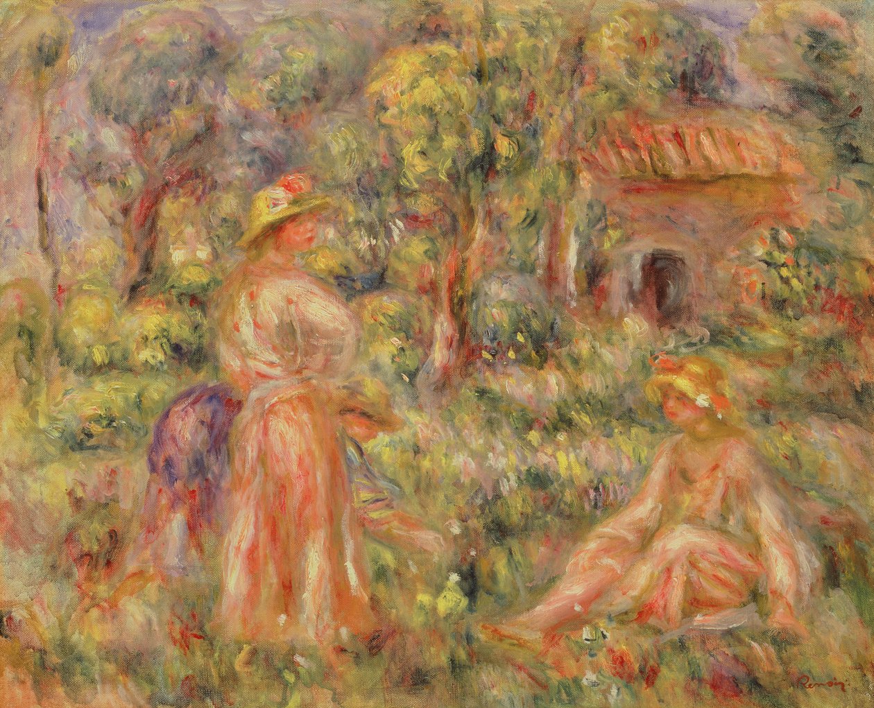 Dziewczyny w ogrodzie, 1918 autorstwa Pierre Auguste Renoir