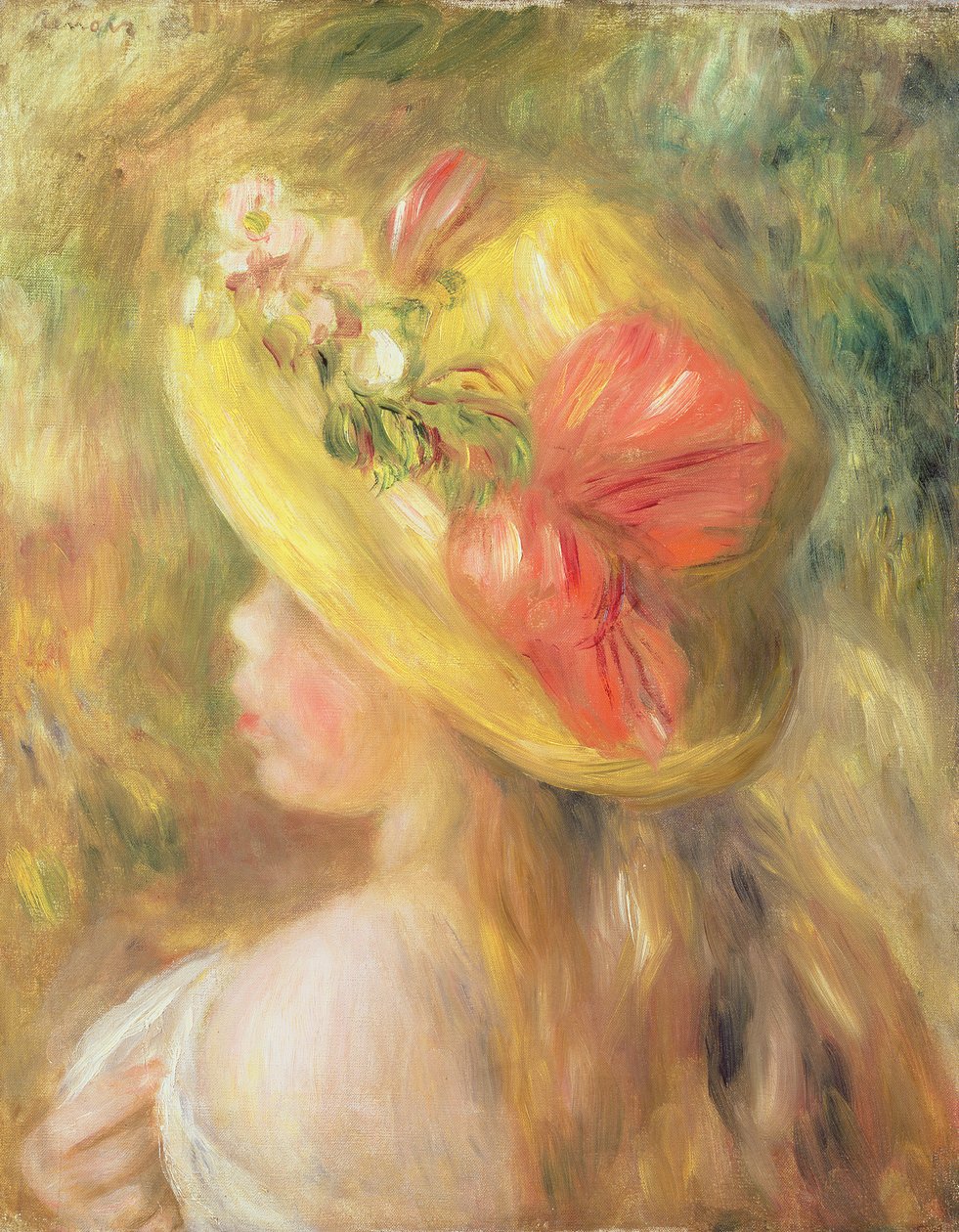 Głowa dziewczyny w kapeluszu, 1893 autorstwa Pierre Auguste Renoir