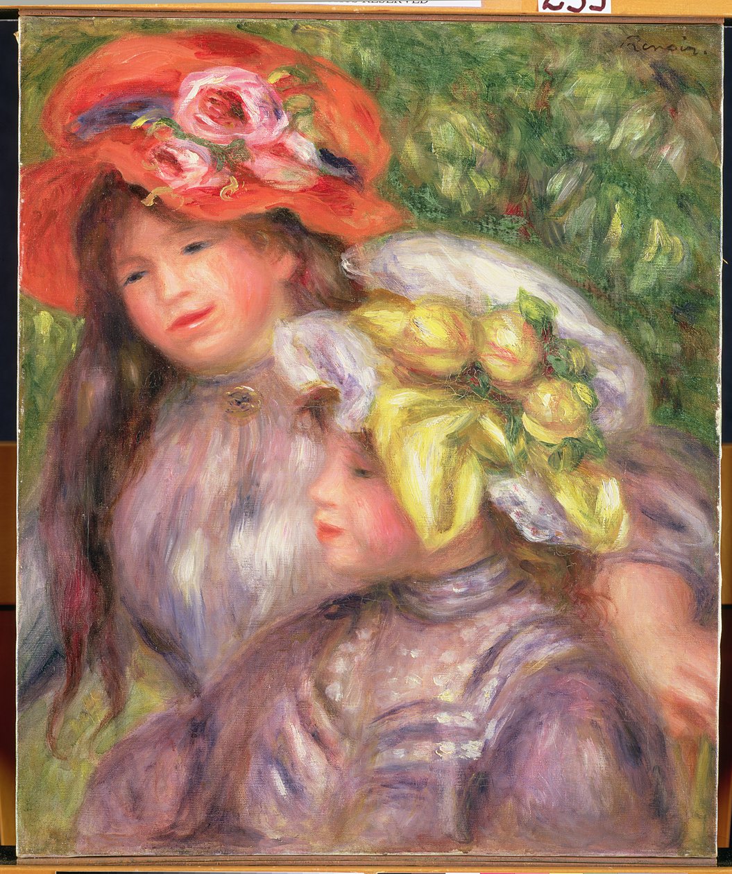 Głowy dwóch dziewczyn w kapeluszach, ok. 1910 r. autorstwa Pierre Auguste Renoir