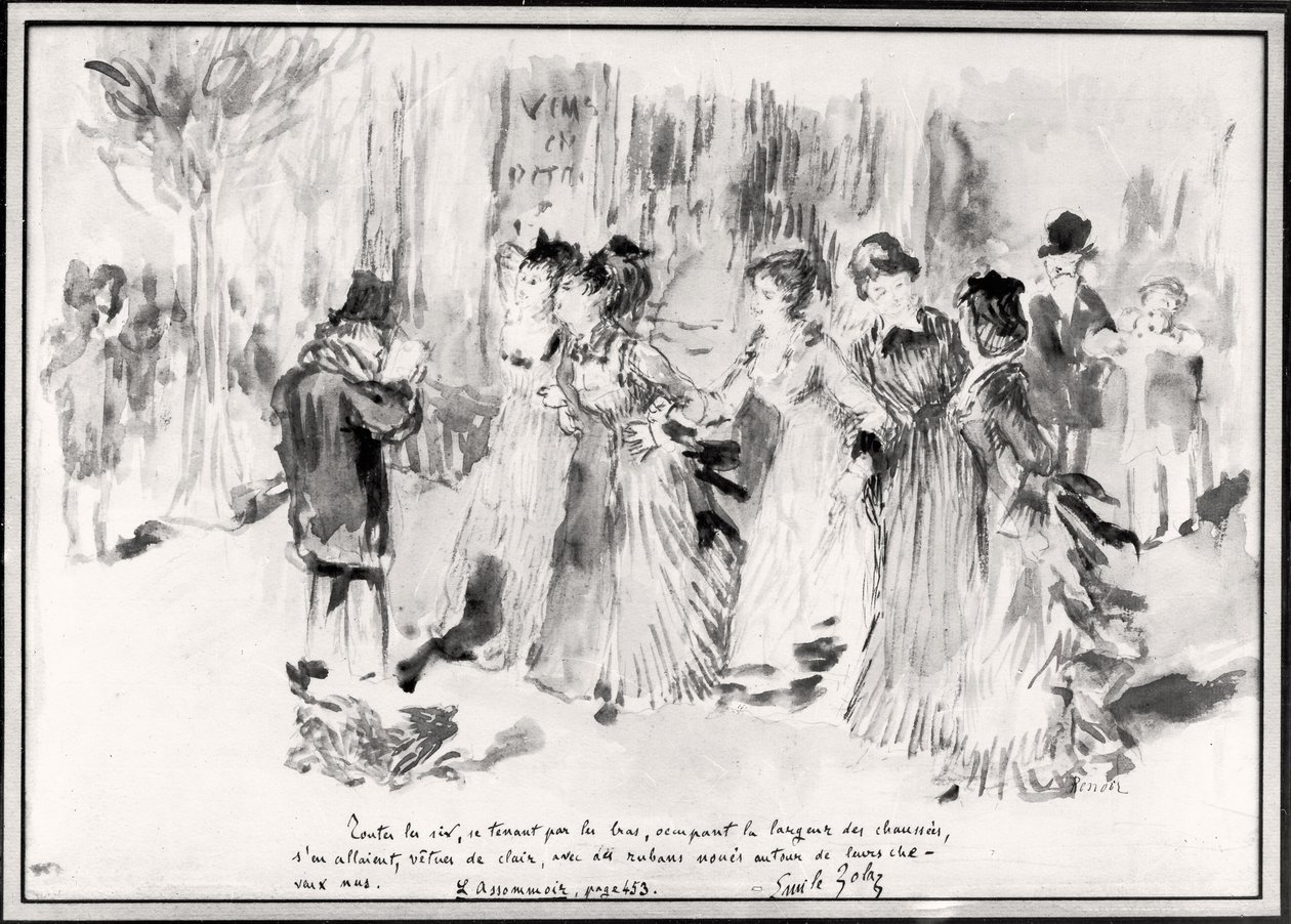 Ilustracja do LAssommoir (1876-77), Emile Zola (1840-1902), s. 453 (pranie na papierze) autorstwa Pierre Auguste Renoir