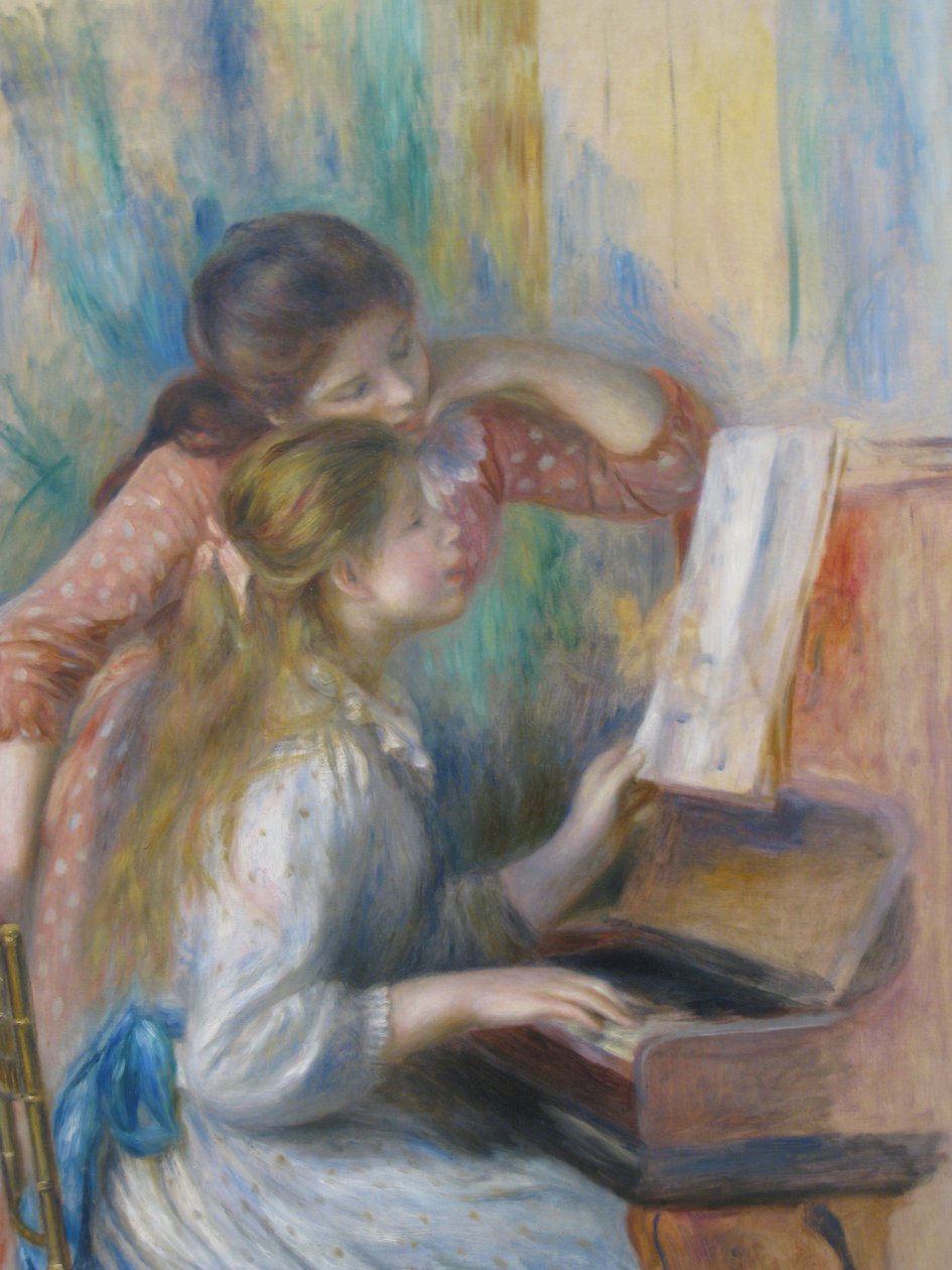 Młode dziewczyny przy fortepianie autorstwa Pierre Auguste Renoir