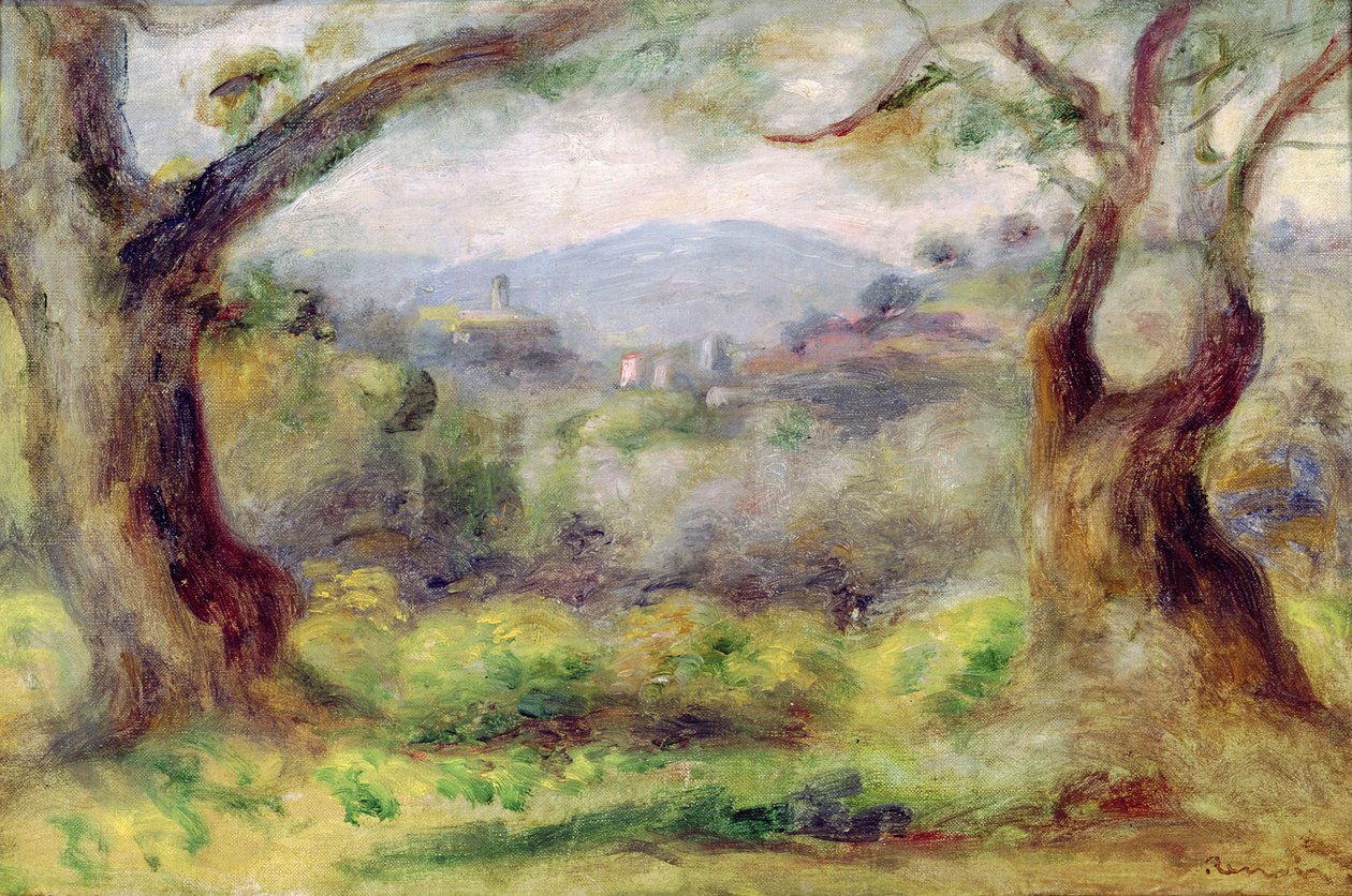 Krajobraz w Les Collettes, 1910 autorstwa Pierre Auguste Renoir