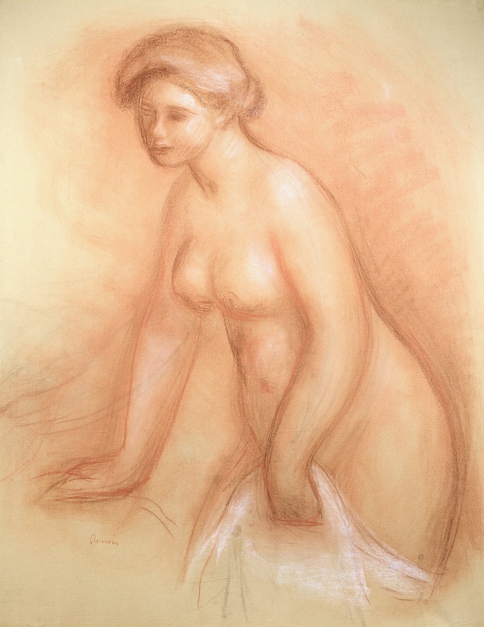 Large Bather, ok. 1885-86 (sangwina wzmocniona bielą) autorstwa Pierre Auguste Renoir