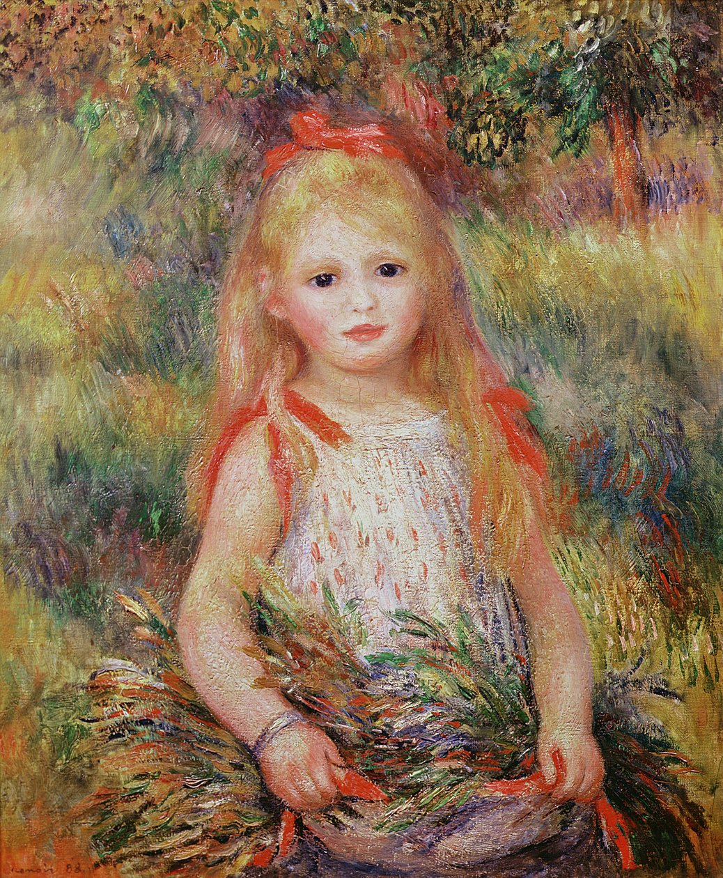 Mała dziewczynka niosąca kwiaty, czyli Mała Gleaner, 1888 autorstwa Pierre Auguste Renoir