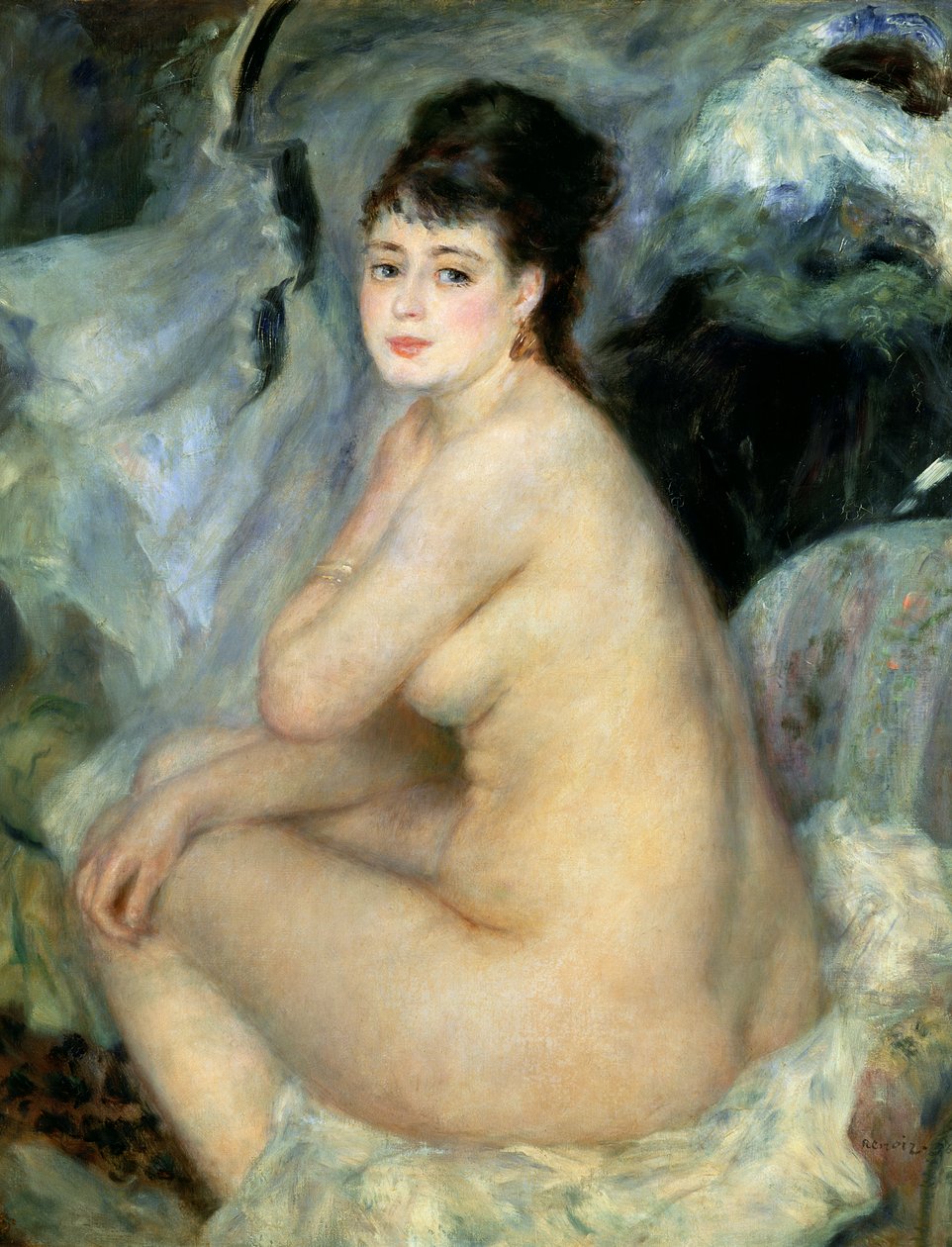 Nago lub nago siedzącego na sofie autorstwa Pierre Auguste Renoir