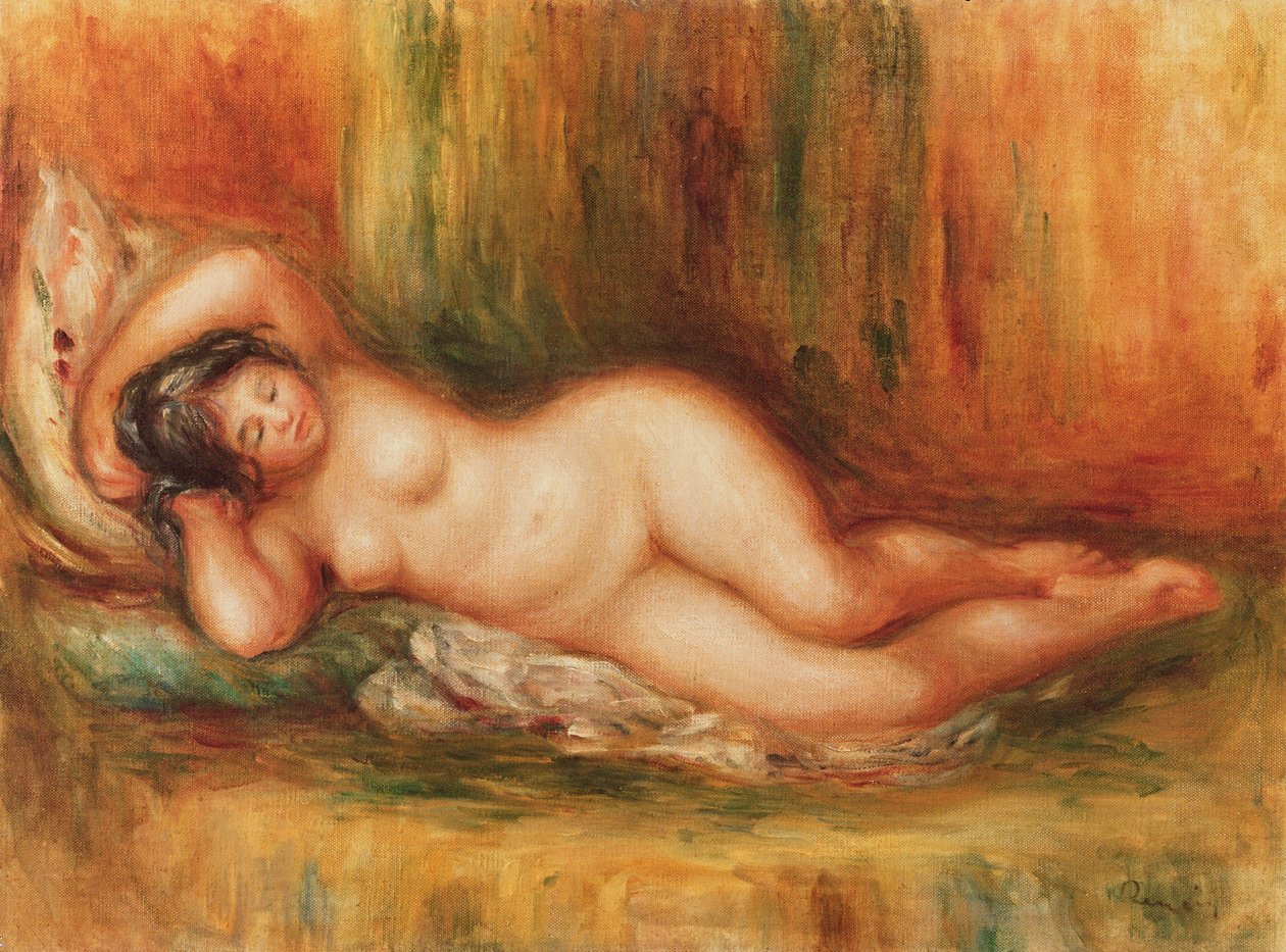 Kąpiący się w pozycji leżącej autorstwa Pierre Auguste Renoir