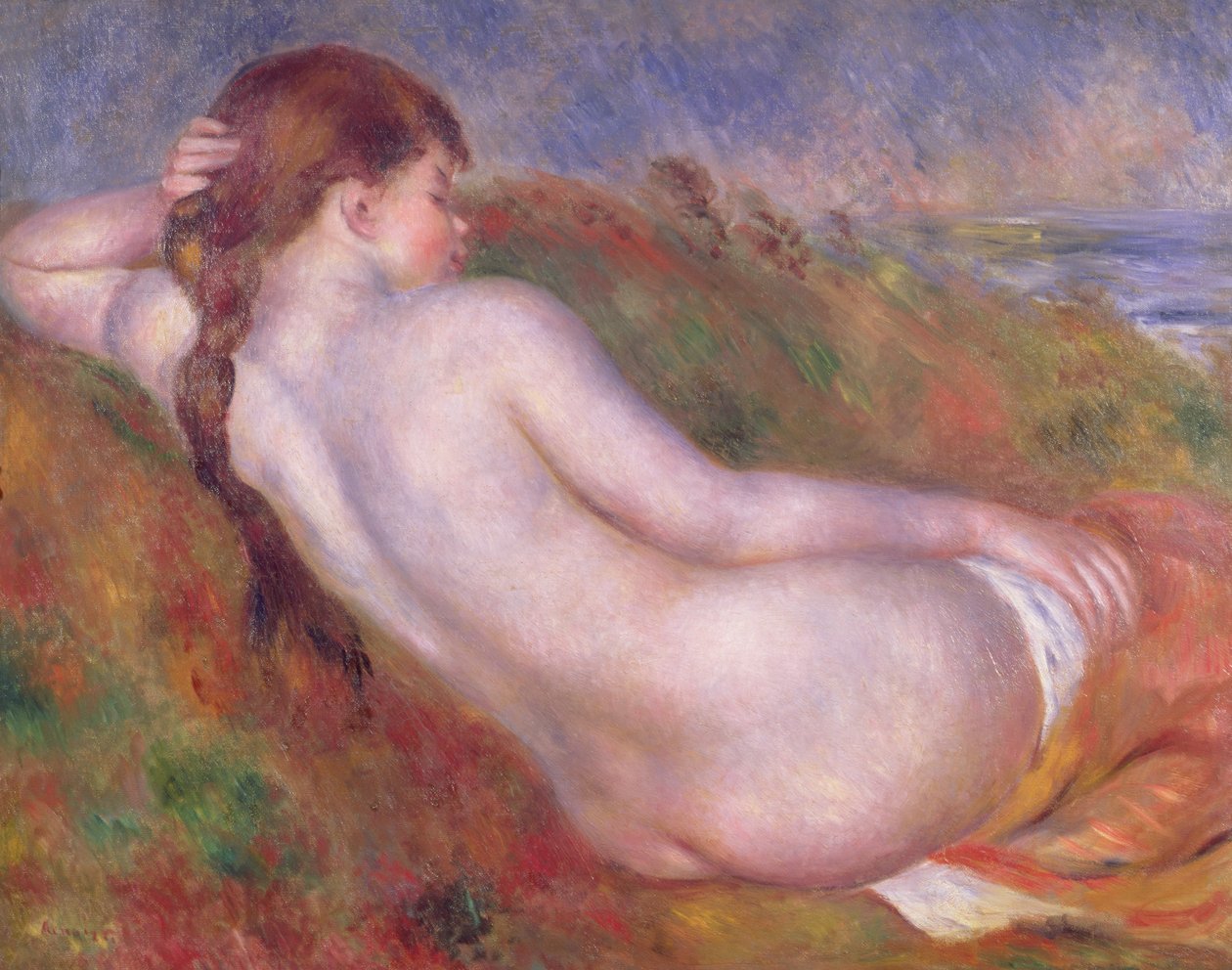Leżąc nago w krajobrazie autorstwa Pierre Auguste Renoir