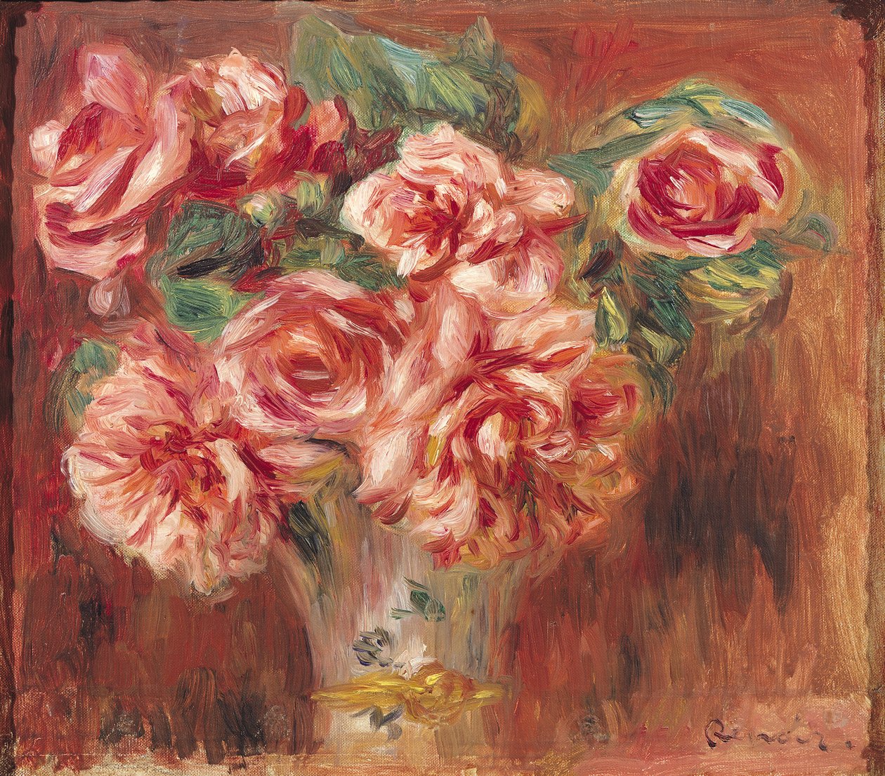 Róże w wazonie, ok.1890 autorstwa Pierre Auguste Renoir