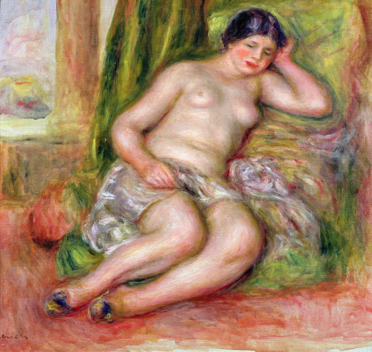 Śpiąca odaliska lub odaliska w tureckich kapciach, ok. 1915-17 autorstwa Pierre Auguste Renoir