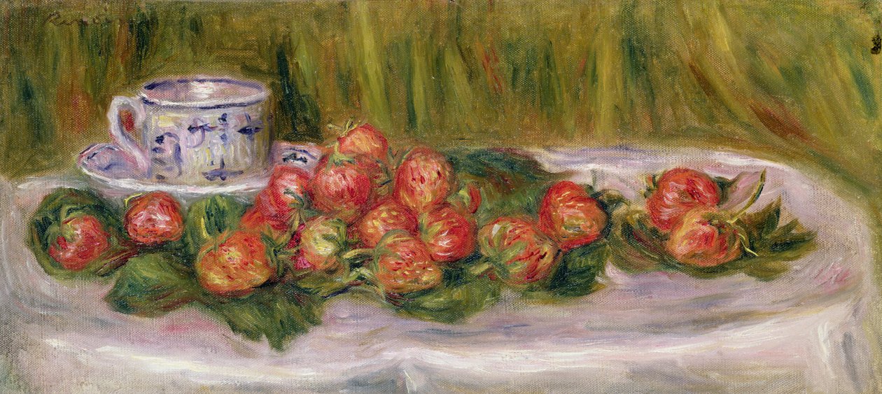 Martwa natura z truskawkami i filiżanką herbaty, ok. 1905 r. autorstwa Pierre Auguste Renoir