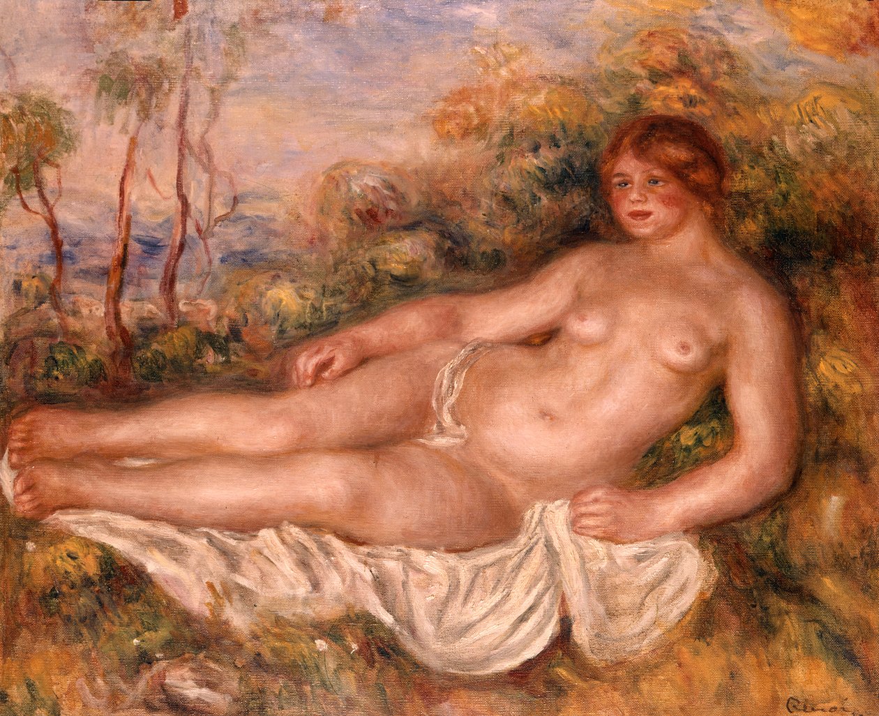 Kąpiel w pozycji leżącej (La Baigneuse Couchee) 1906 autorstwa Pierre Auguste Renoir