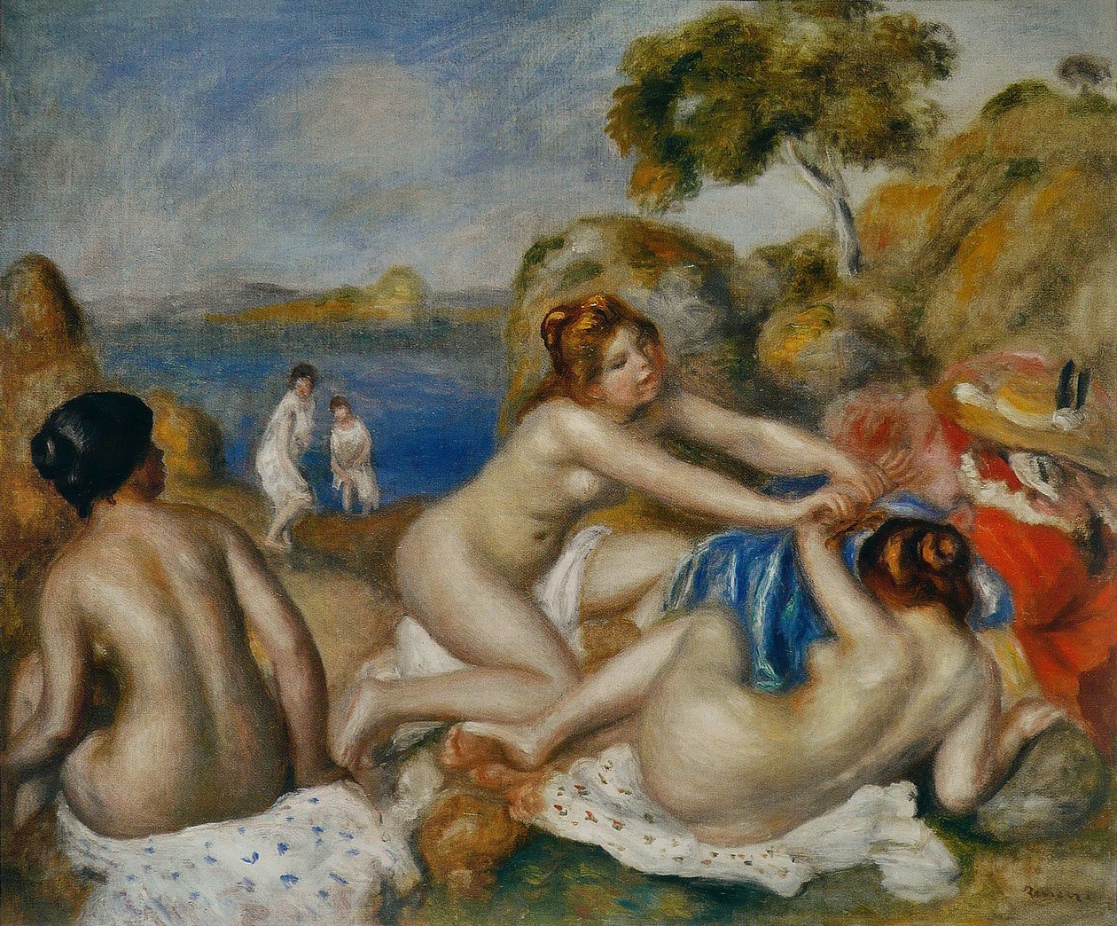 Trzech Kąpiących się z Krabem autorstwa Pierre Auguste Renoir