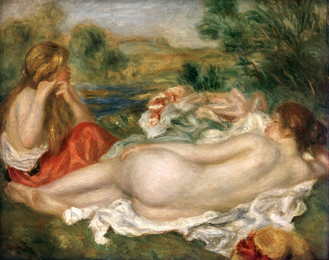 Dwie kąpiące się osoby, 1896 autorstwa Pierre Auguste Renoir