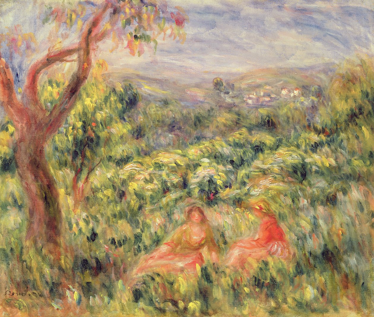 Dwie dziewczyny wśród krzaków, 1916 autorstwa Pierre Auguste Renoir