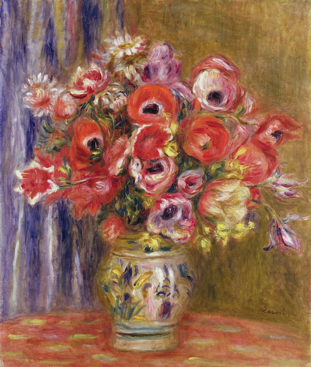 Wazon z tulipanami i anemonami, ok. 1895 r. autorstwa Pierre Auguste Renoir