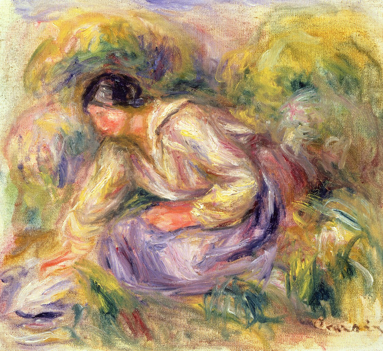 Praczka w kolorze niebieskim, 1917 autorstwa Pierre Auguste Renoir