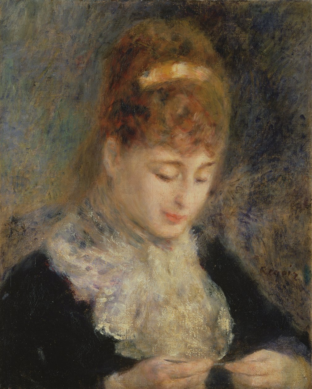 Szydełkowanie Kobieta, ok. 1877 r. autorstwa Pierre Auguste Renoir