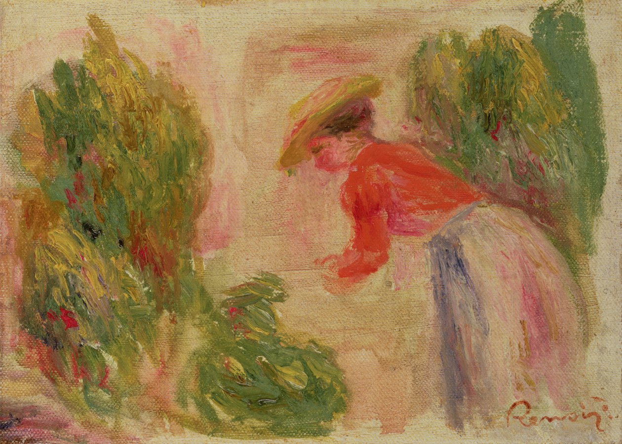 Kobieta zbierająca kwiaty 1906–10 autorstwa Pierre Auguste Renoir