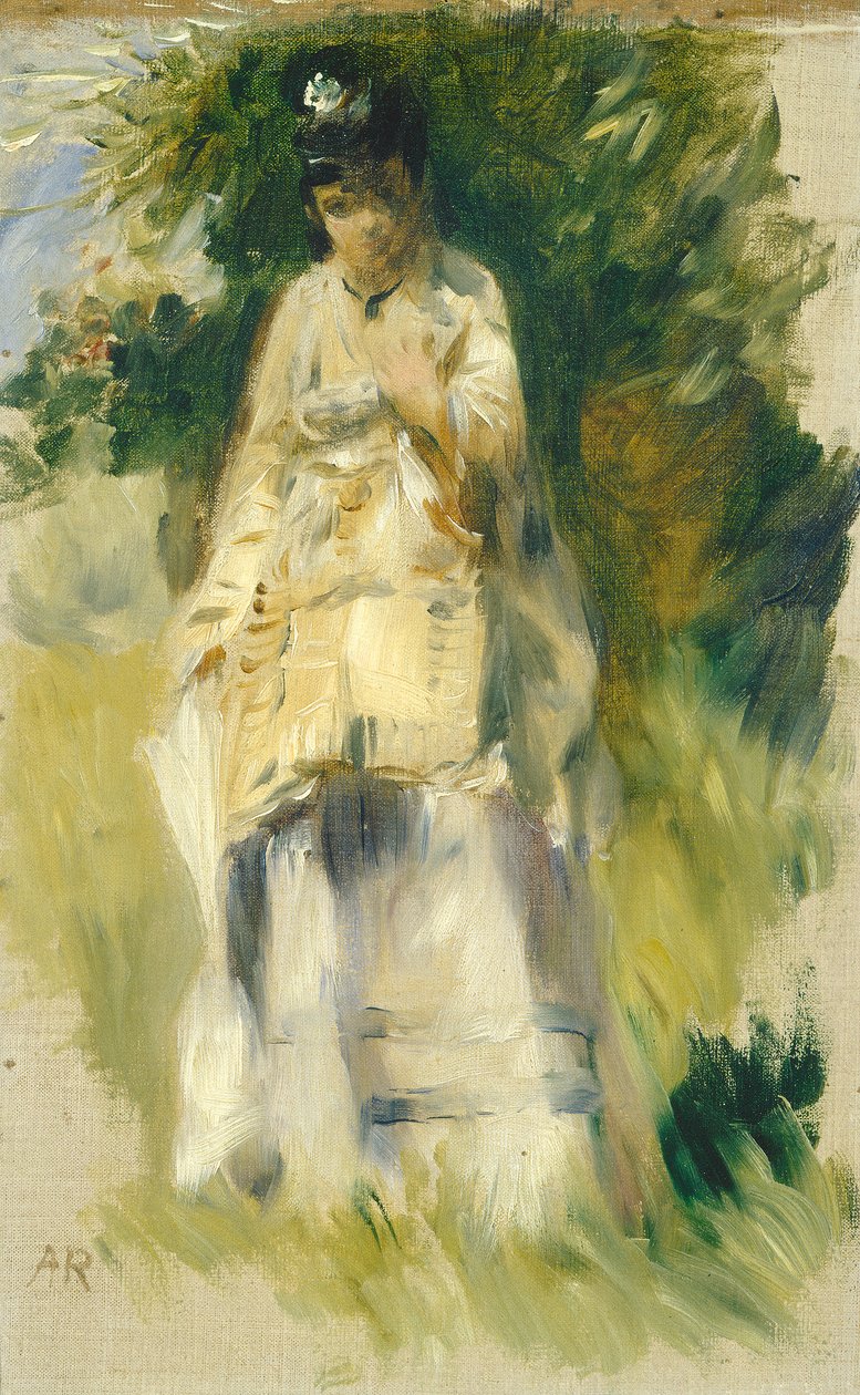 Kobieta stojąca przy drzewie, 1866 autorstwa Pierre Auguste Renoir