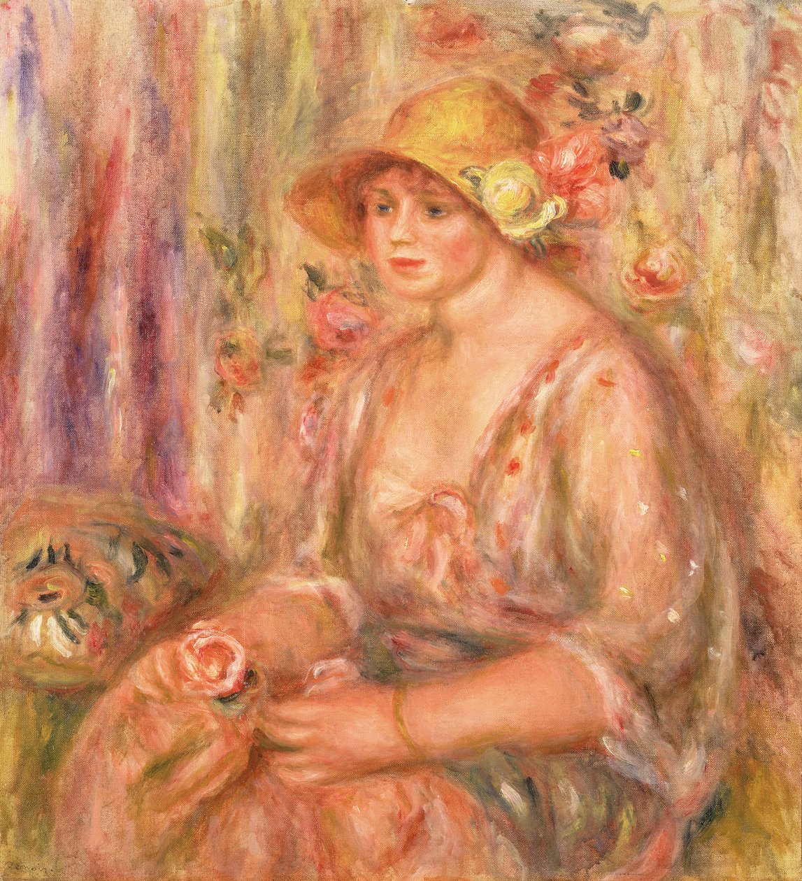 Kobieta w muślinowej sukience, 1917 autorstwa Pierre Auguste Renoir