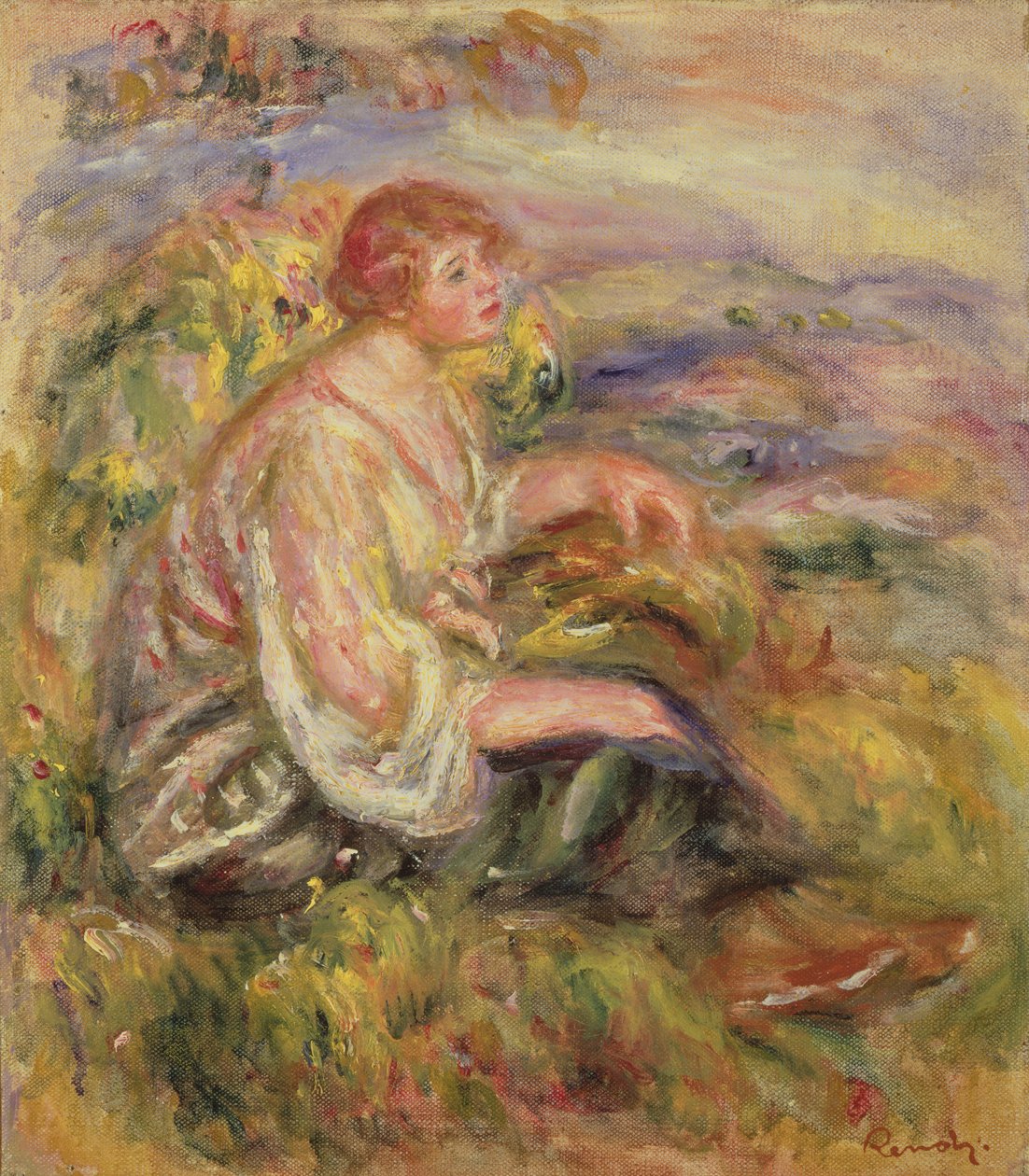 Kobieta na zboczu wzgórza, ok. 1916-18 autorstwa Pierre Auguste Renoir