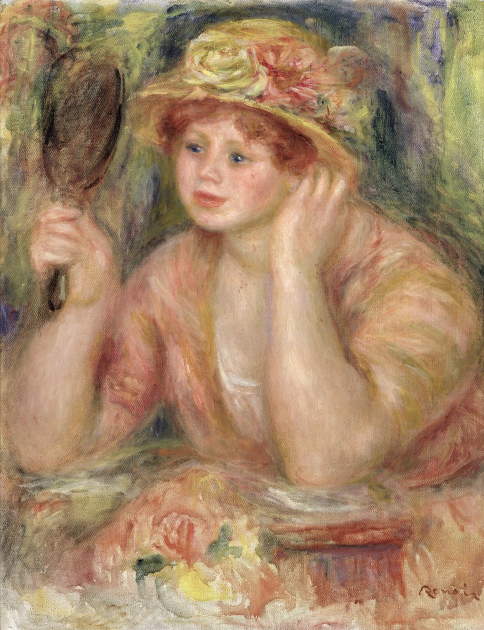 Kobieta z lustrem, ok. 1915 autorstwa Pierre Auguste Renoir